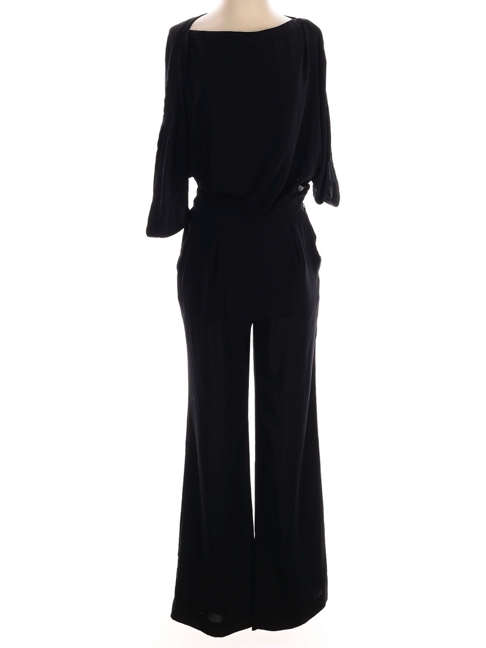 DIANE VON FURSTENBERG Black Wide Leg Jumpsuit | Holiday Cocktail Evening | Sz 2